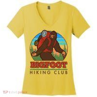 Funny Vintage Bigfoot Hiking Club Women's V-Neck T-Shirt
