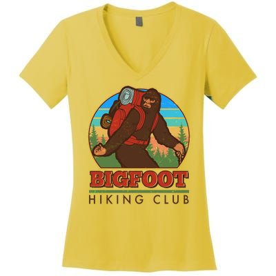 Funny Vintage Bigfoot Hiking Club Women's V-Neck T-Shirt