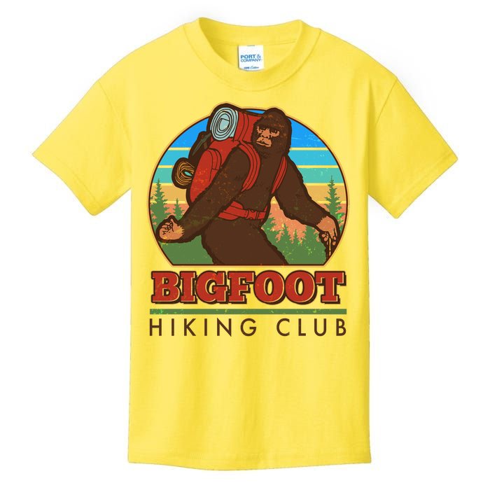 Funny Vintage Bigfoot Hiking Club Kids T-Shirt