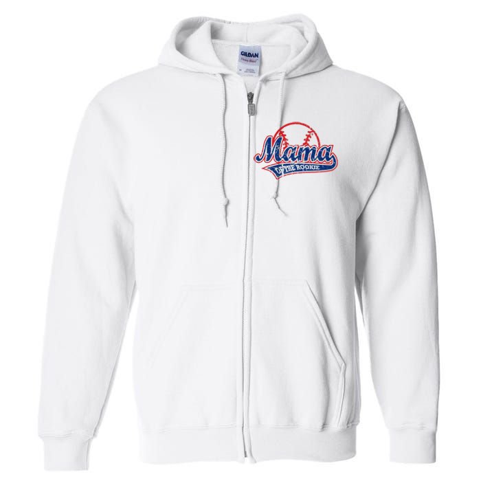 Funny Vintage Baseball Mama of the Rookie Full Zip Hoodie