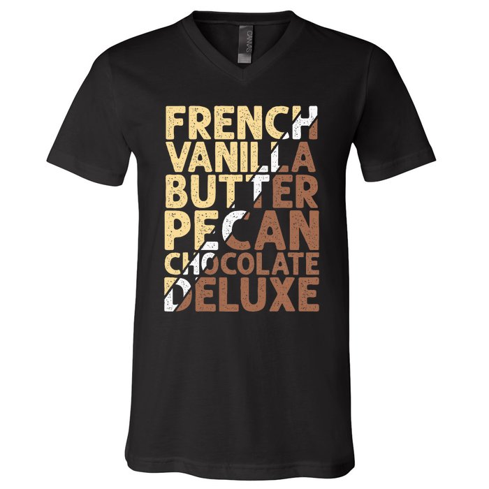 French Vanilla Butter Pecan Chocolate Deluxe V-Neck T-Shirt