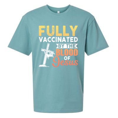 Fully Vaccinated By The Blood Of Jesus Sueded Cloud Jersey T-Shirt