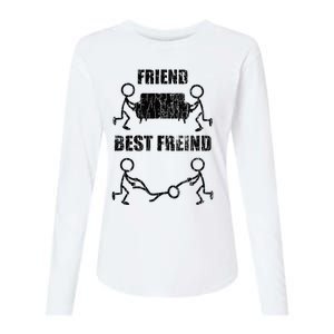 Friend Vs Best Friend Funny BFF Bestie Womens Cotton Relaxed Long Sleeve T-Shirt