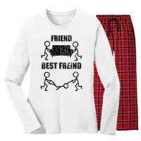 Friend Vs Best Friend Funny BFF Bestie Women's Long Sleeve Flannel Pajama Set 