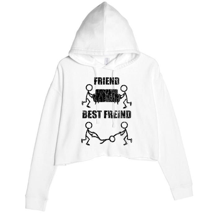 Friend Vs Best Friend Funny BFF Bestie Crop Fleece Hoodie