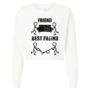 Friend Vs Best Friend Funny BFF Bestie Cropped Pullover Crew