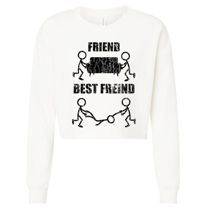 Friend Vs Best Friend Funny BFF Bestie Cropped Pullover Crew