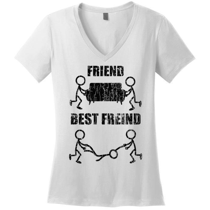 Friend Vs Best Friend Funny BFF Bestie Women's V-Neck T-Shirt