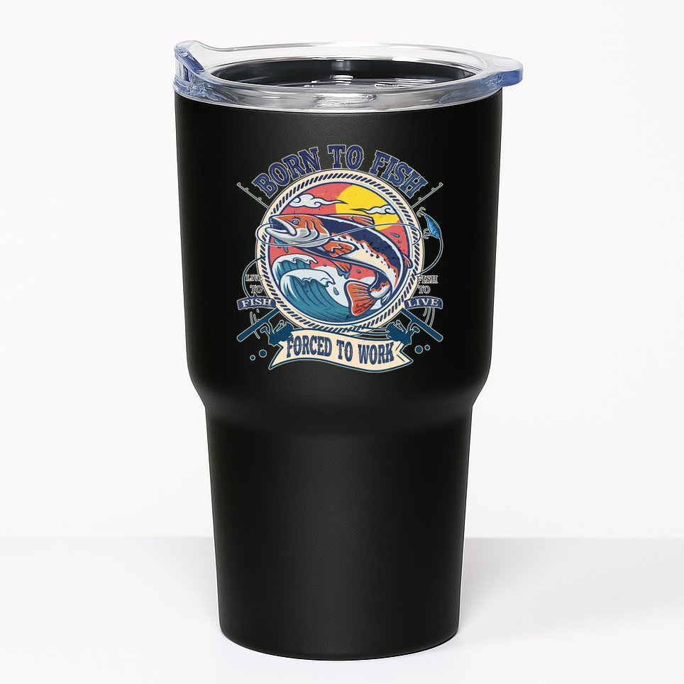 Funny Vintage Born To Fish Force To Work Tumbler