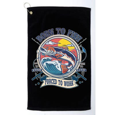 Funny Vintage Born To Fish Force To Work Golf Towel