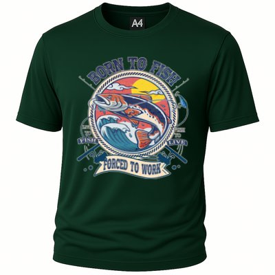 Funny Vintage Born To Fish Force To Work Performance Shirt
