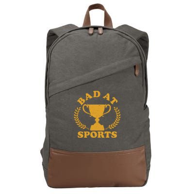 Funny Vintage Bad At Sports Trophy Award Cotton Canvas Backpack