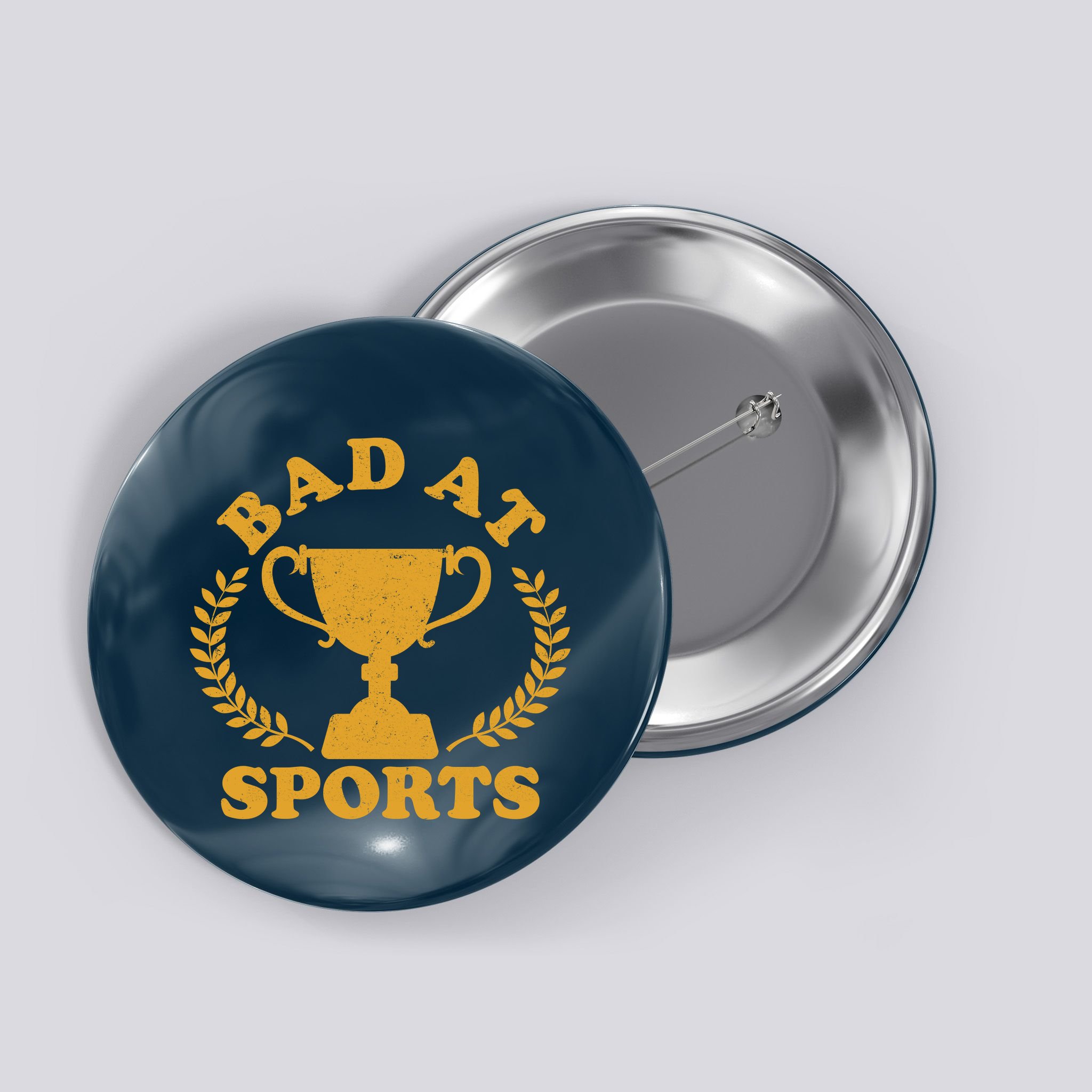 Funny Vintage Bad At Sports Trophy Award Button