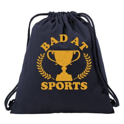 Funny Vintage Bad At Sports Trophy Award Drawstring Bag