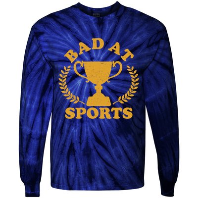 Funny Vintage Bad At Sports Trophy Award Tie-Dye Long Sleeve Shirt