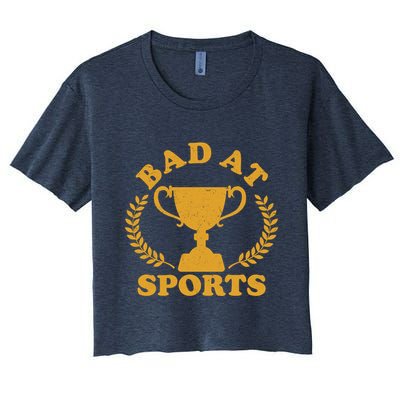 Funny Vintage Bad At Sports Trophy Award Crop Top