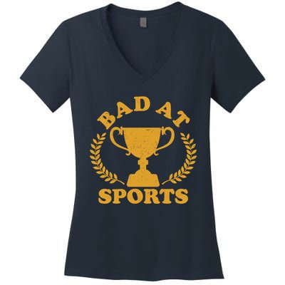 Funny Vintage Bad At Sports Trophy Award Women's V-Neck T-Shirt