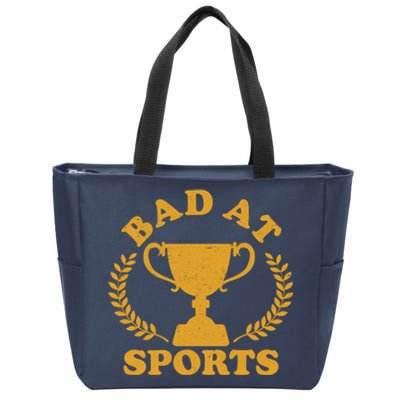 Funny Vintage Bad At Sports Trophy Award Zip Tote Bag