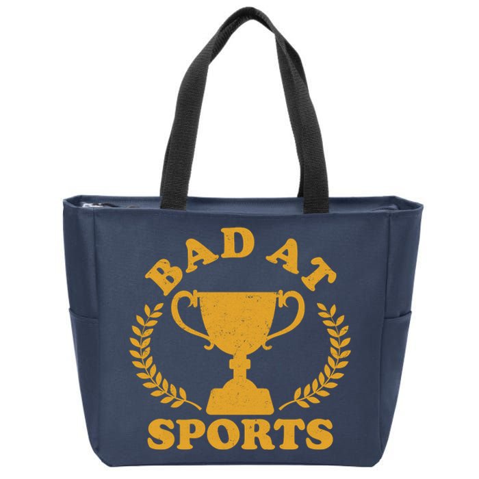 Funny Vintage Bad At Sports Trophy Award Zip Tote Bag