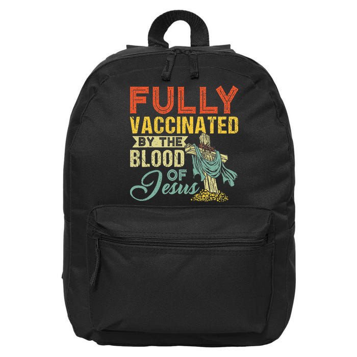 Fully Vaccinated By The Blood Of Jesus Funny Christian 16 in Basic Backpack