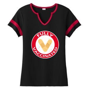 Fully Vaccinated Brandade Funny Pandemic Ladies Halftime Notch Neck Tee