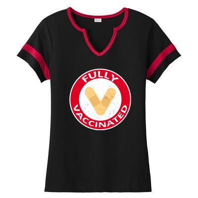 Fully Vaccinated Brandade Funny Pandemic Ladies Halftime Notch Neck Tee