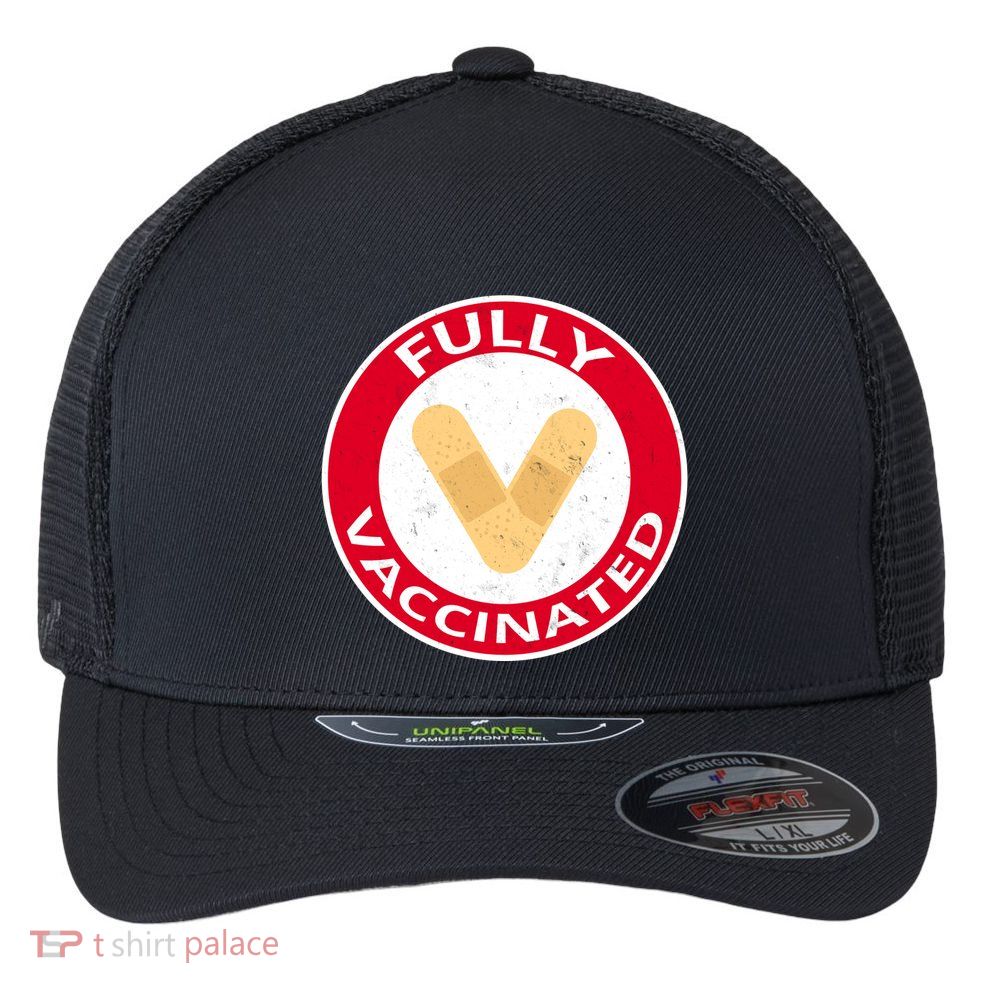 Fully Vaccinated Brandade Funny Pandemic Flexfit Unipanel Trucker Cap