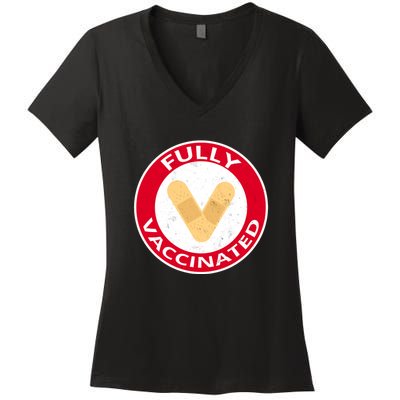 Fully Vaccinated Brandade Funny Pandemic Women's V-Neck T-Shirt