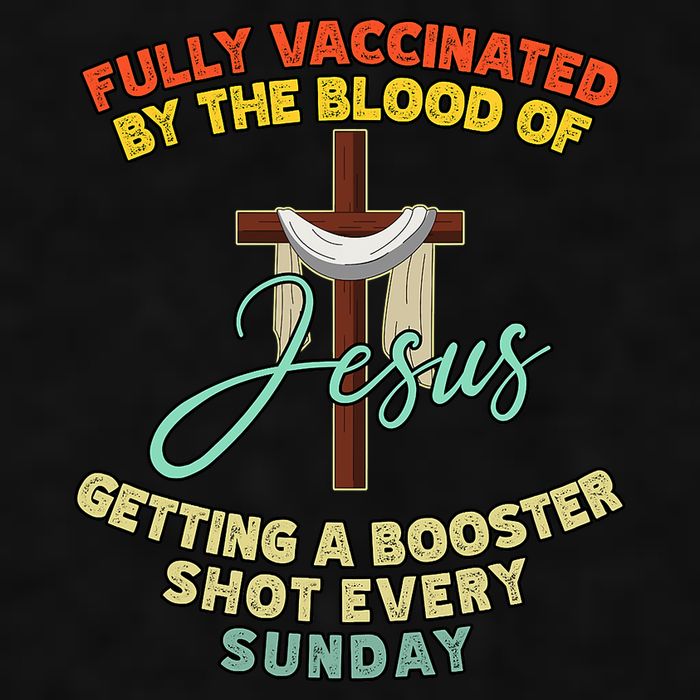 Fully Vaccinated By The Blood Of Jesus Getting A Booster Shot Every Sunday Ladies PosiCharge Tri-Blend Wicking Tank