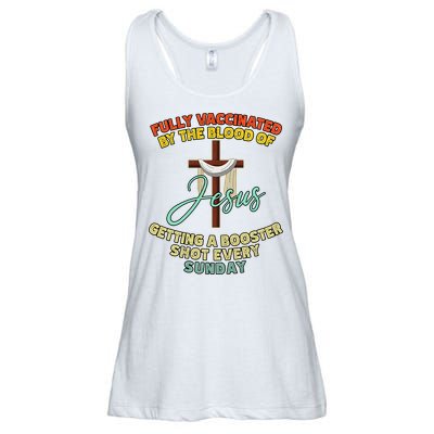 Fully Vaccinated By The Blood Of Jesus Getting A Booster Shot Every Sunday Ladies Essential Flowy Tank