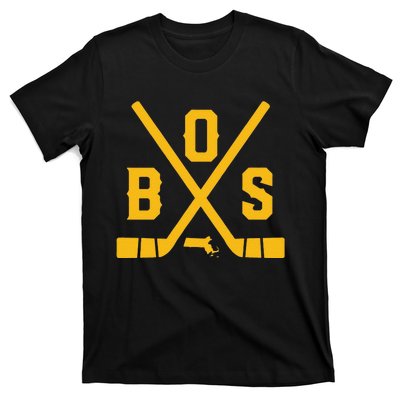 Funny Vintage Boston Hockey Sticks State Outline T-Shirt