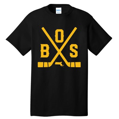 Funny Vintage Boston Hockey Sticks State Outline Tall T-Shirt