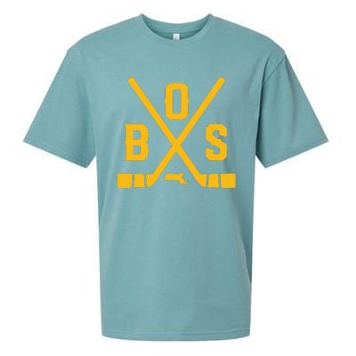 Funny Vintage Boston Hockey Sticks State Outline Sueded Cloud Jersey T-Shirt