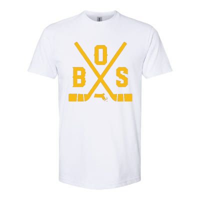 Funny Vintage Boston Hockey Sticks State Outline Softstyle® CVC T-Shirt