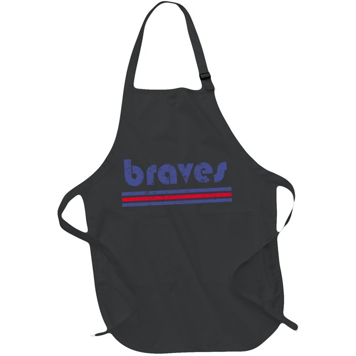 Funny Vintage Braves Retro Three Stripe Weathered Apron