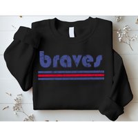 Funny Vintage Braves Retro Three Stripe Weathered Sweatshirt