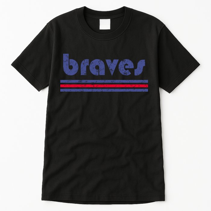Funny Vintage Braves Retro Three Stripe Weathered Tall T-Shirt