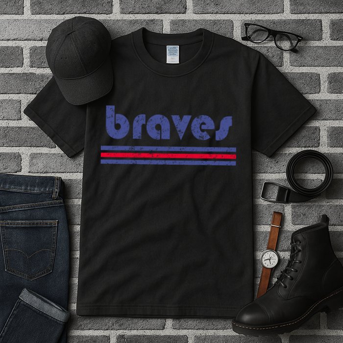 Funny Vintage Braves Retro Three Stripe Weathered Tall T-Shirt