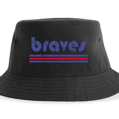 Funny Vintage Braves Retro Three Stripe Weathered Sustainable Bucket Hat