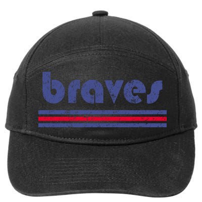 Funny Vintage Braves Retro Three Stripe Weathered 7-Panel Snapback Hat