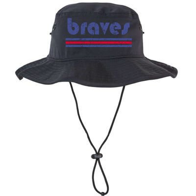 Funny Vintage Braves Retro Three Stripe Weathered Bucket Hat