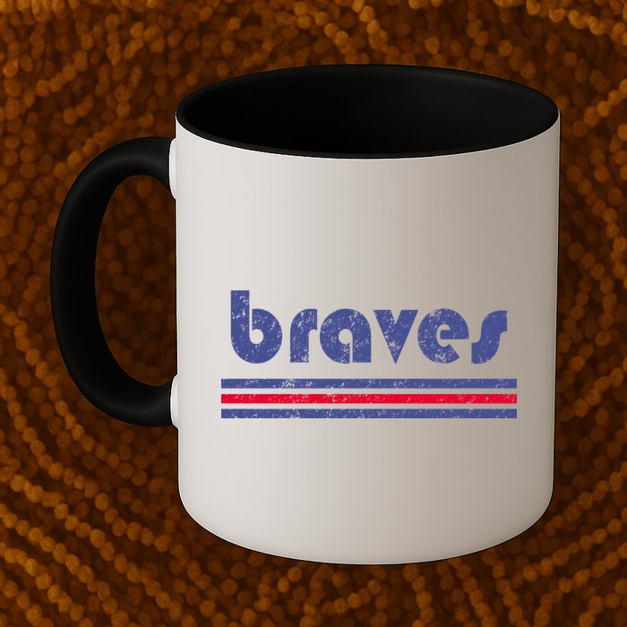 Funny Vintage Braves Retro Three Stripe Weathered Mug