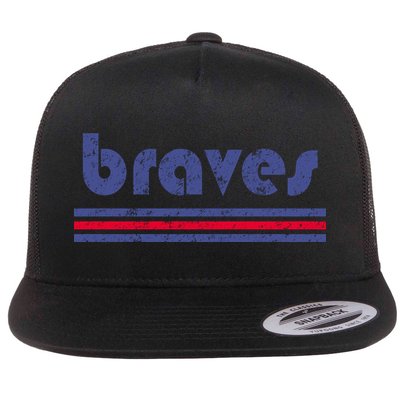 Funny Vintage Braves Retro Three Stripe Weathered Flatbill Hat