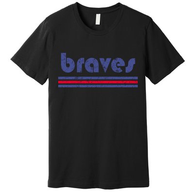 Funny Vintage Braves Retro Three Stripe Weathered Premium T-Shirt
