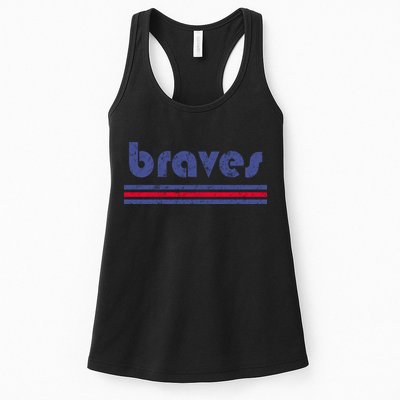 Funny Vintage Braves Retro Three Stripe Weathered Womens Tank Top