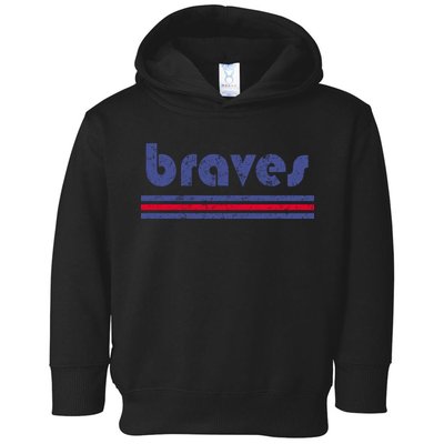 Funny Vintage Braves Retro Three Stripe Weathered Toddler Hoodie