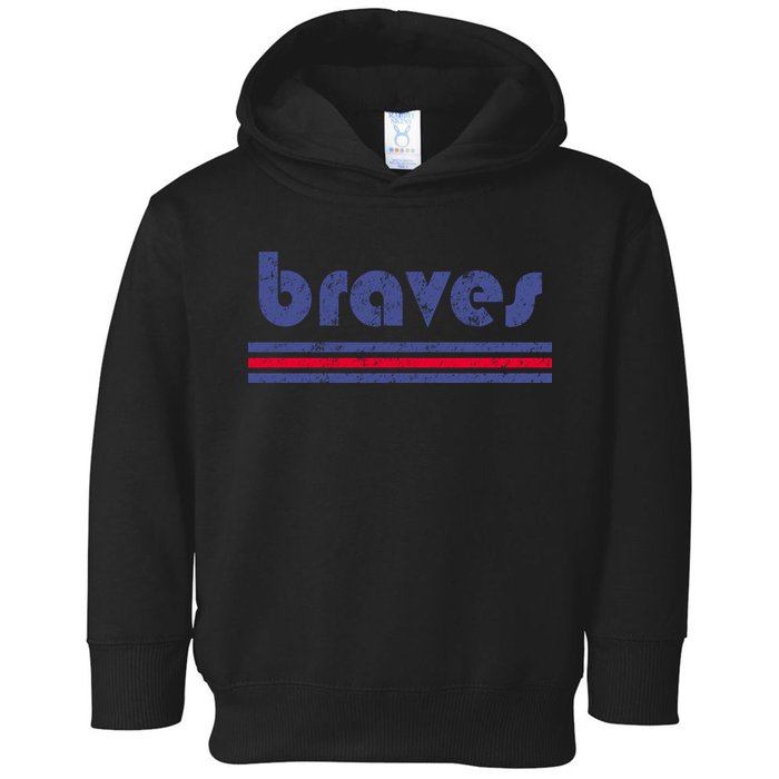 Funny Vintage Braves Retro Three Stripe Weathered Toddler Hoodie