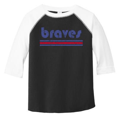 Funny Vintage Braves Retro Three Stripe Weathered Toddler Fine Jersey T-Shirt