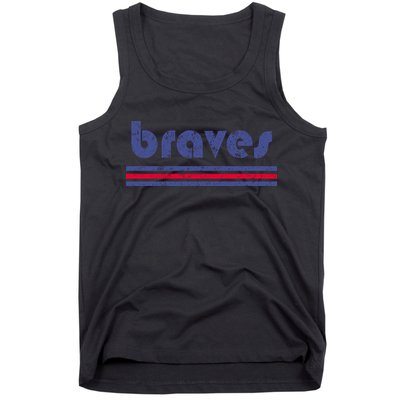 Funny Vintage Braves Retro Three Stripe Weathered Tank Top