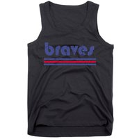 Funny Vintage Braves Retro Three Stripe Weathered Tank Top
